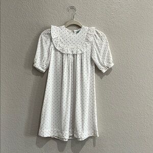 Mini P Girls Youth White Red Hearts Ruffle Collar Short Sleeved Sz 7Y Classic